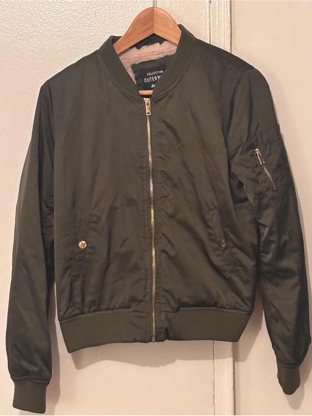 Jennyfer Outerwear Collection Women’s Dark Olive Bomber Jacket